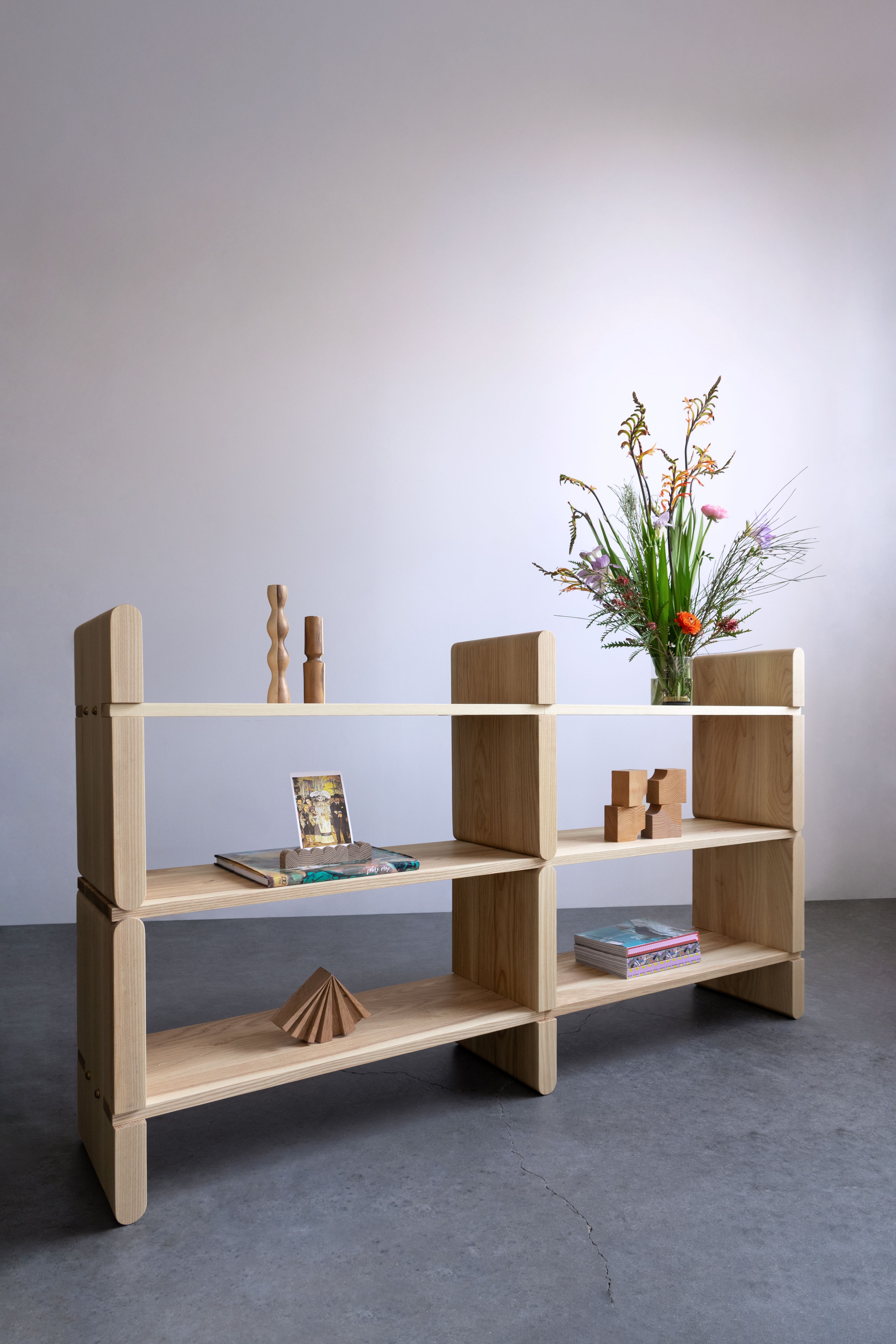 ספרייה פיסולית, מדפי ספרים, מדפים מפוסלים, ספריית עץ מעוצבת, עיצוב ישראלי, עבודת יד